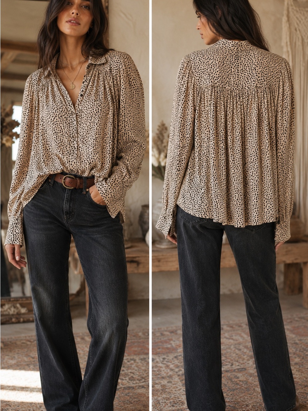Billabong Animal Printed Dotted Button-Down Shirt